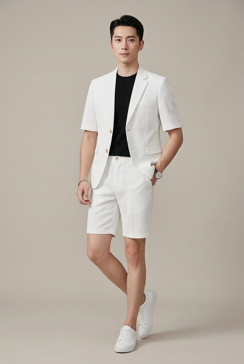 Men's Short Sleeve Blazer and Shorts Set