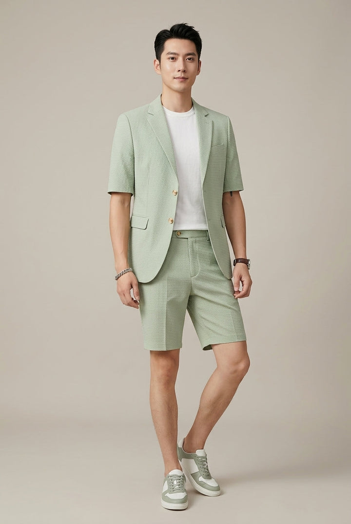 Men's Short Sleeve Blazer and Shorts Set