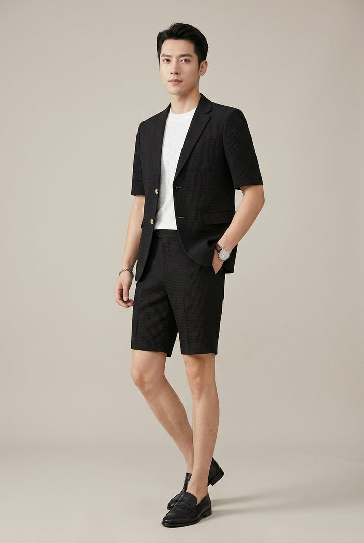 Men's Short Sleeve Blazer and Shorts Set