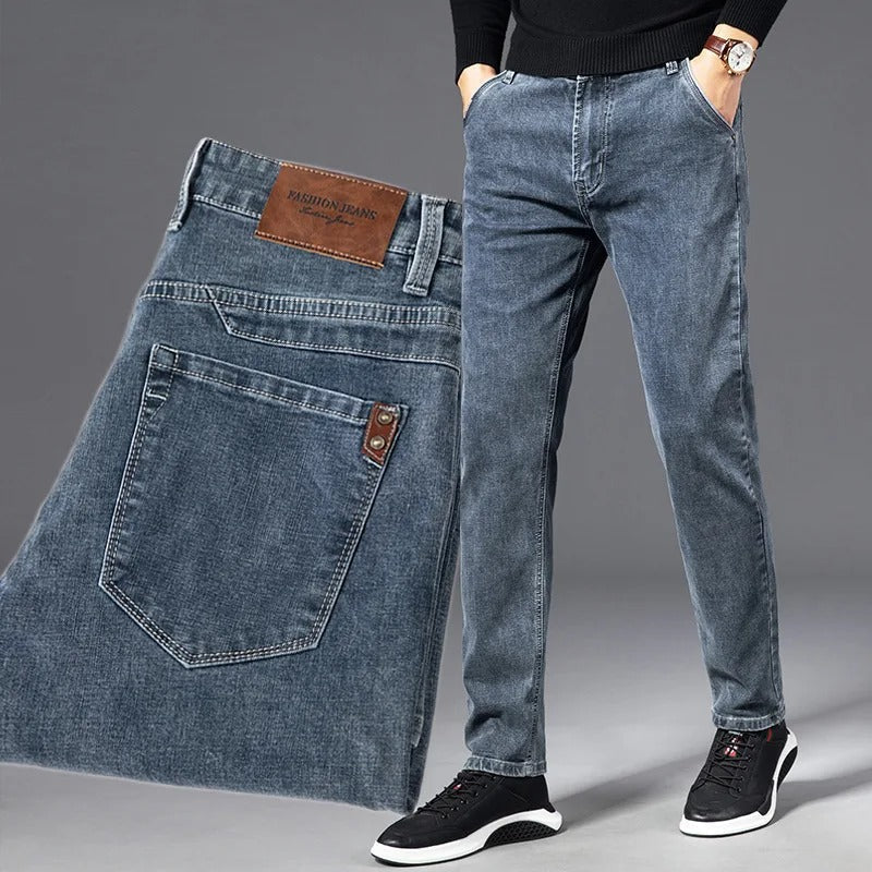 Men's Stretch Denim Tapered Jeans in Gray