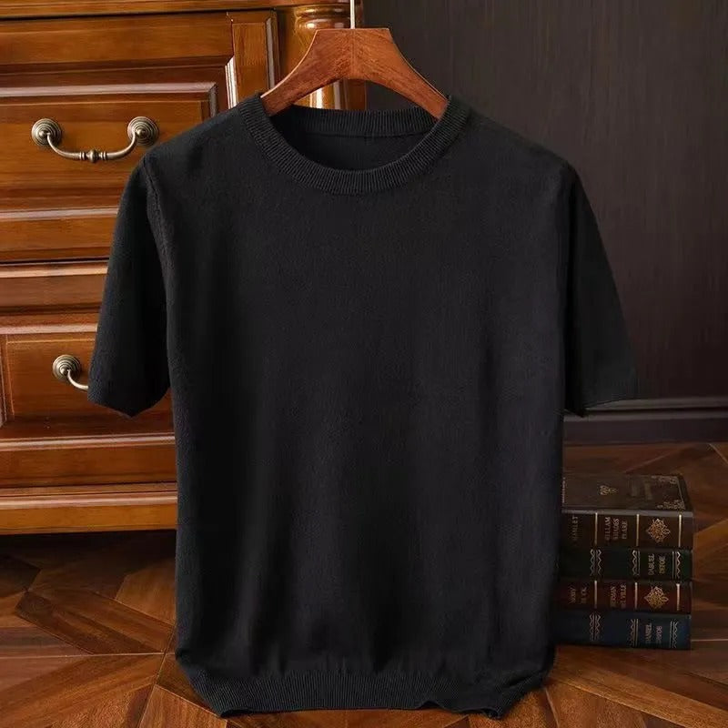 Men's Ribbed Knit Short Sleeve Sweater