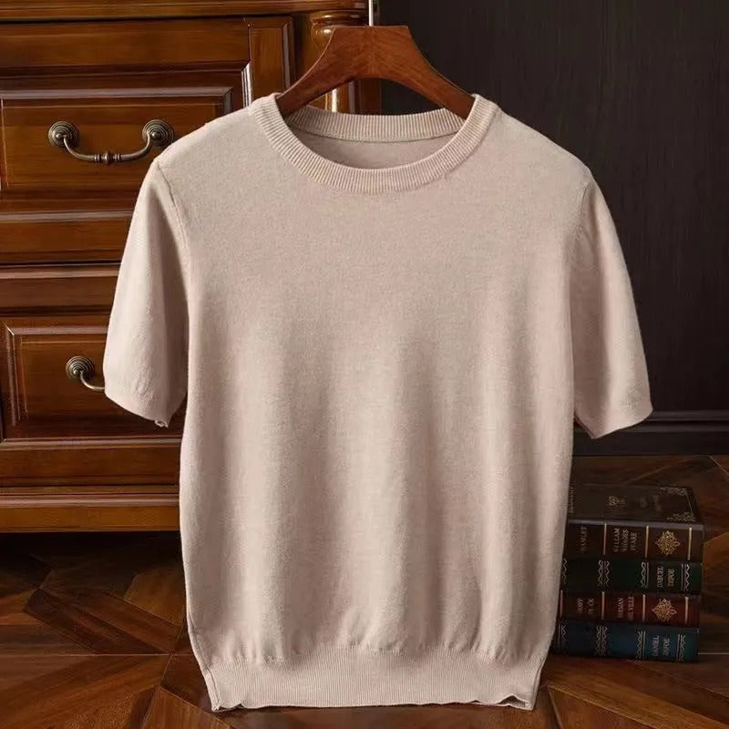 Men's Ribbed Knit Short Sleeve Sweater