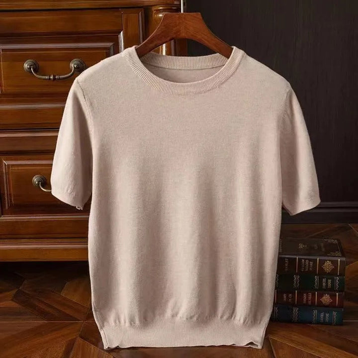 Men's Ribbed Knit Short Sleeve Sweater