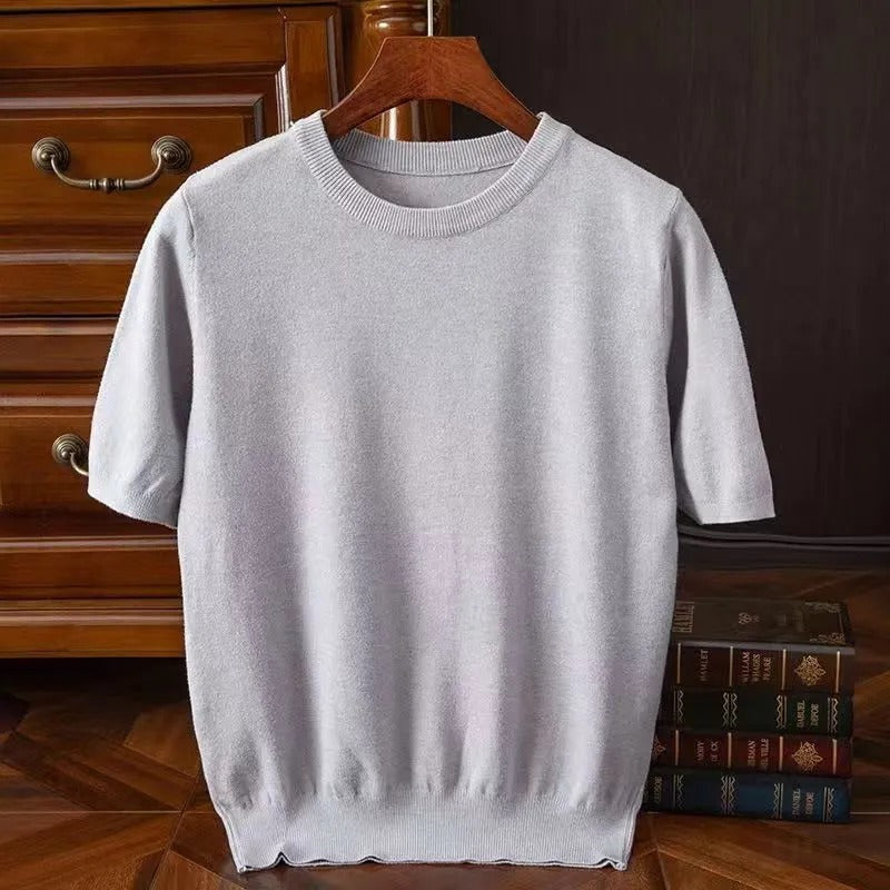 Men's Ribbed Knit Short Sleeve Sweater