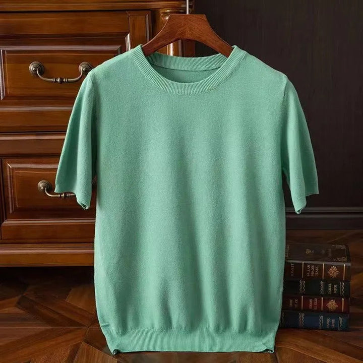 Men's Ribbed Knit Short Sleeve Sweater