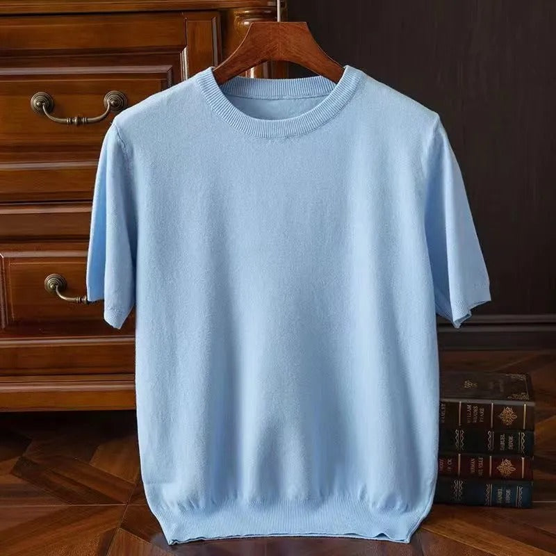 Men's Ribbed Knit Short Sleeve Sweater