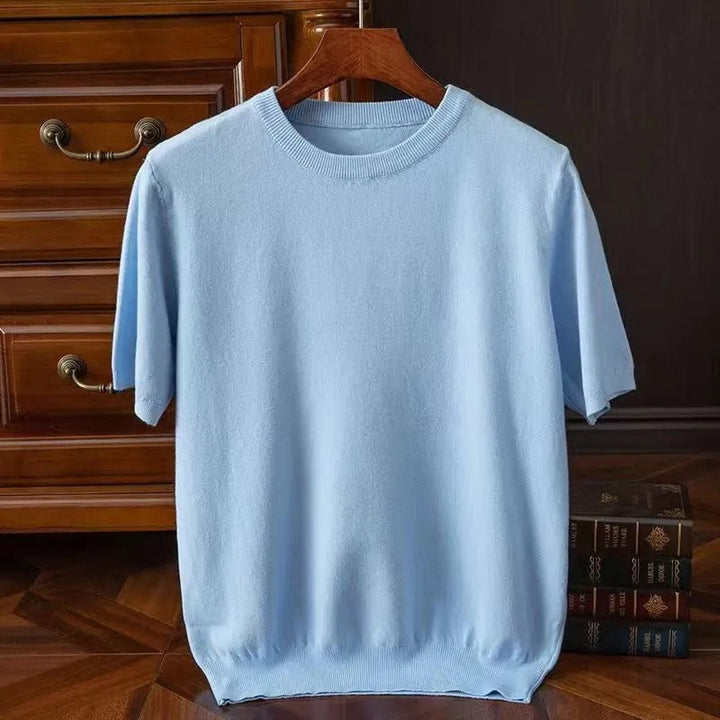 Men's Ribbed Knit Short Sleeve Sweater