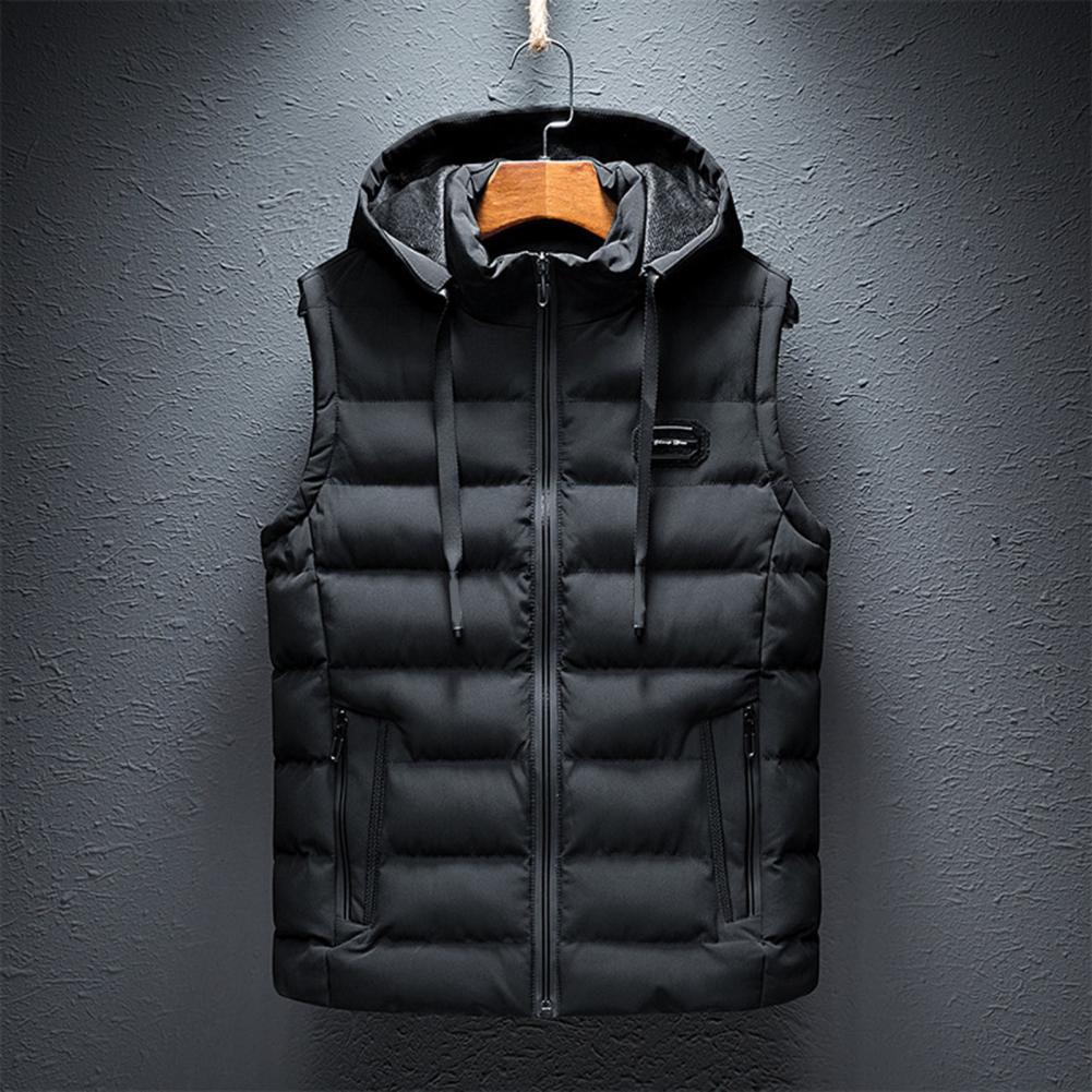 Men's Hooded Puffer Vest with Zip Pockets