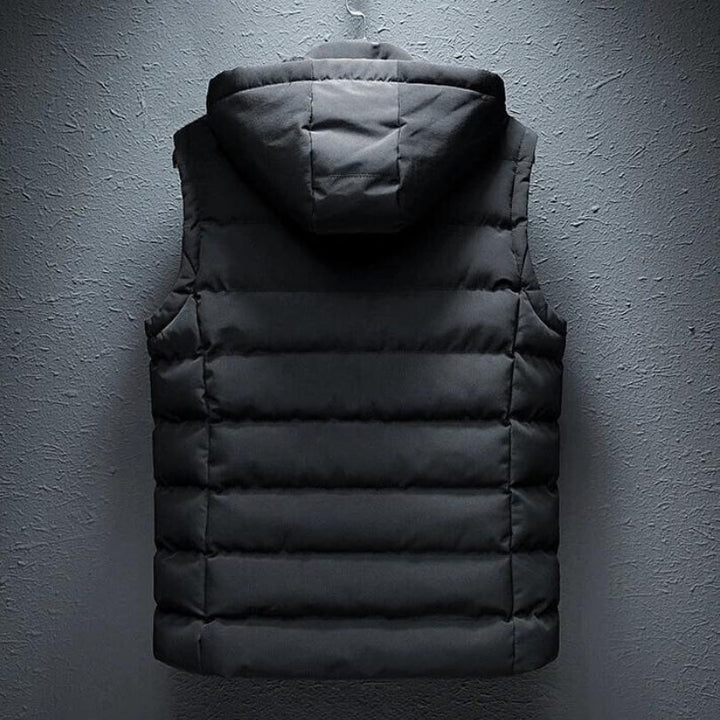 Men's Hooded Puffer Vest with Zip Pockets