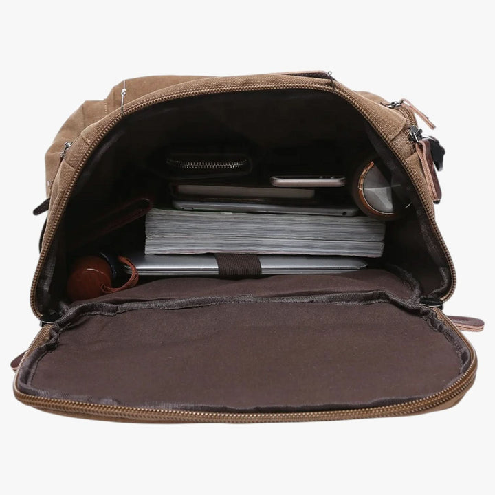 Unisex Canvas Travel Backpack with Multiple Zip Pockets