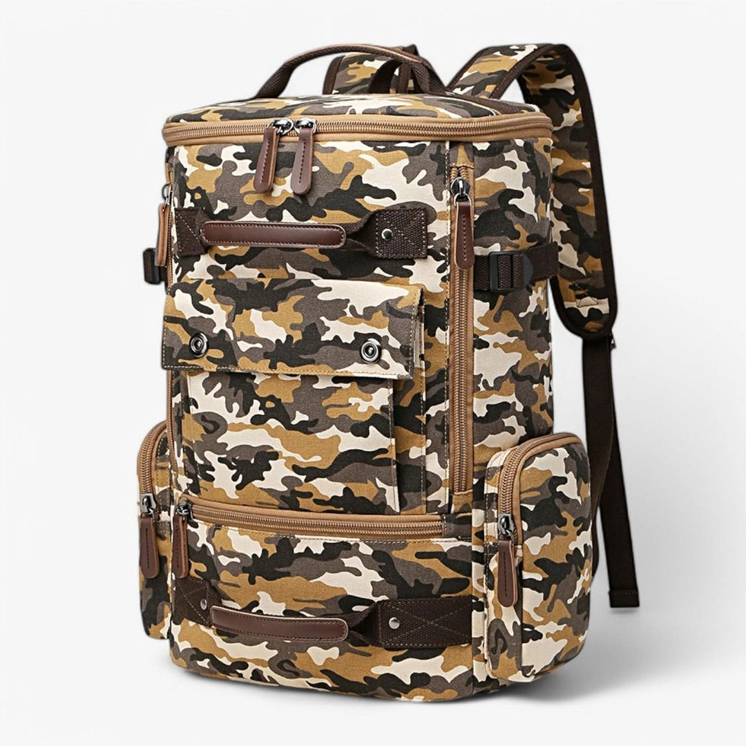 Unisex Canvas Travel Backpack with Multiple Zip Pockets