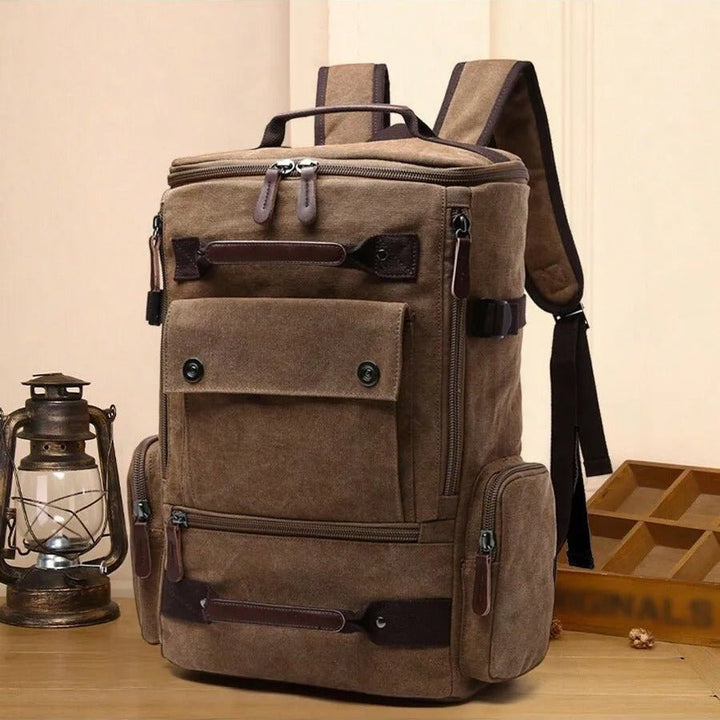 Unisex Canvas Travel Backpack with Multiple Zip Pockets