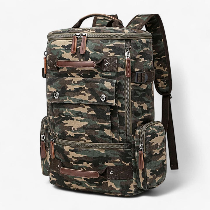 Unisex Canvas Travel Backpack with Multiple Zip Pockets
