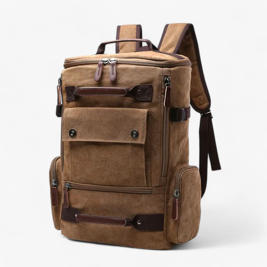 Unisex Canvas Travel Backpack with Multiple Zip Pockets