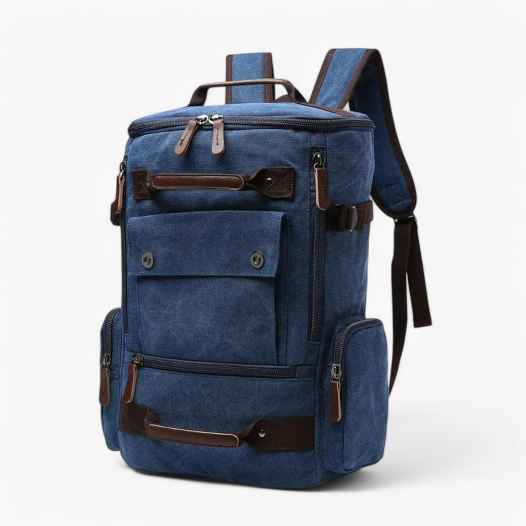 Unisex Canvas Travel Backpack with Multiple Zip Pockets