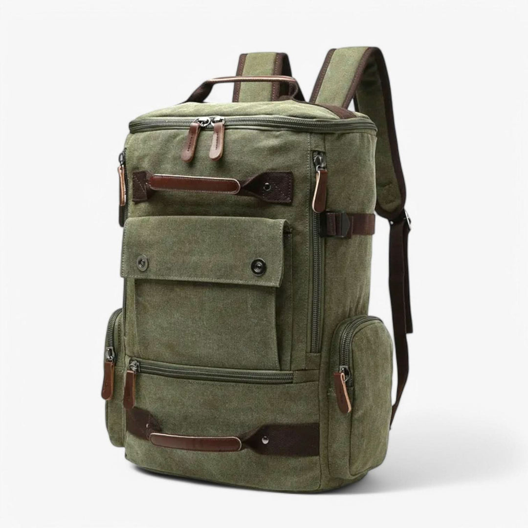 Unisex Canvas Travel Backpack with Multiple Zip Pockets
