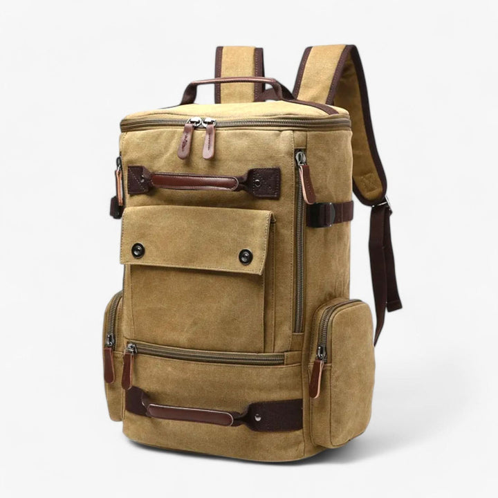 Unisex Canvas Travel Backpack with Multiple Zip Pockets