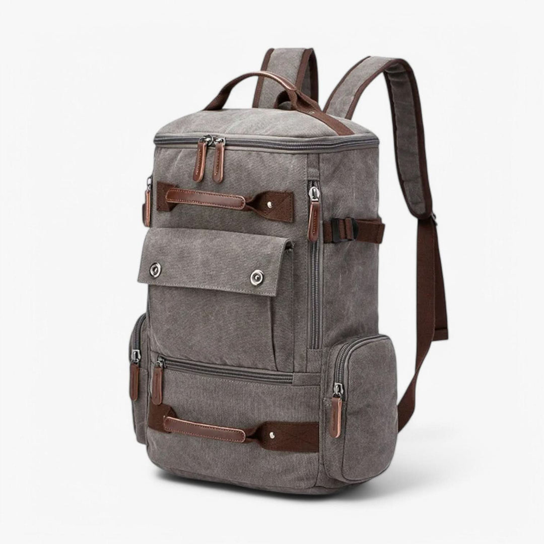 Unisex Canvas Travel Backpack with Multiple Zip Pockets