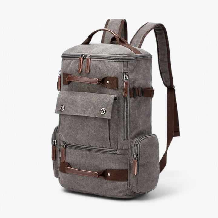 Unisex Canvas Travel Backpack with Multiple Zip Pockets