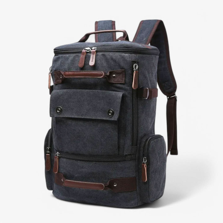 Unisex Canvas Travel Backpack with Multiple Zip Pockets