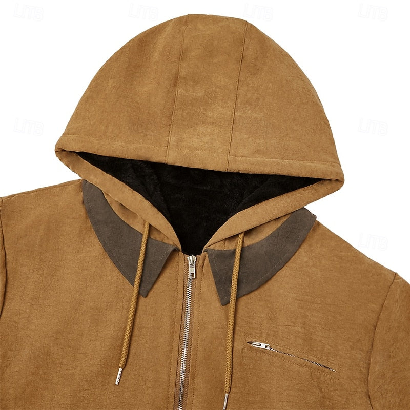 Men's Fleece-Lined Hooded Jacket with Full Zip