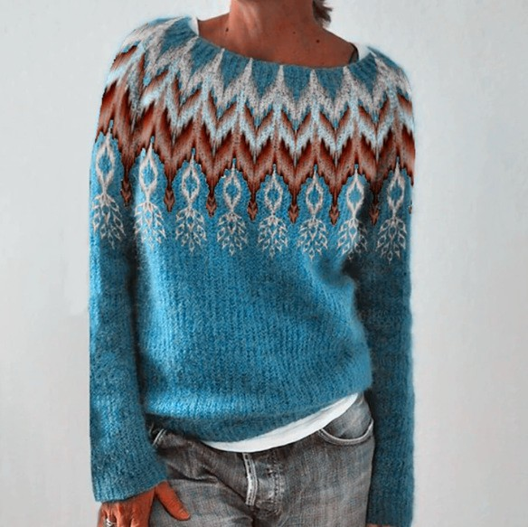 Women's Fair Isle Knit Sweater in Relaxed Oversized Fit