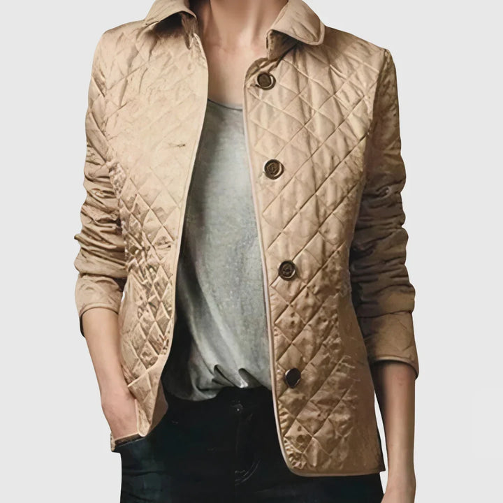 Women's Quilted Jacket with Stand-Up Collar