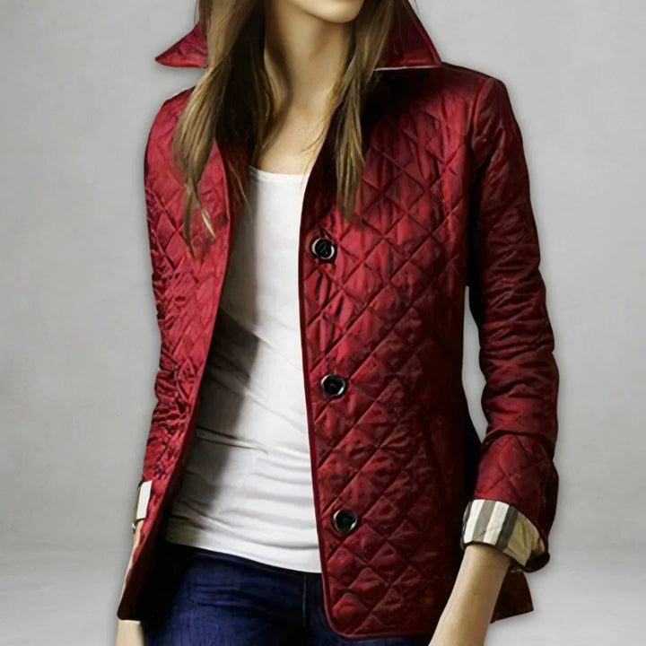 Women's Quilted Jacket with Stand-Up Collar