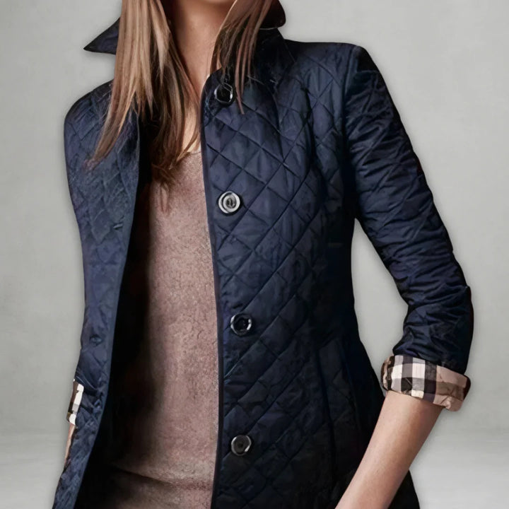 Women's Quilted Jacket with Stand-Up Collar