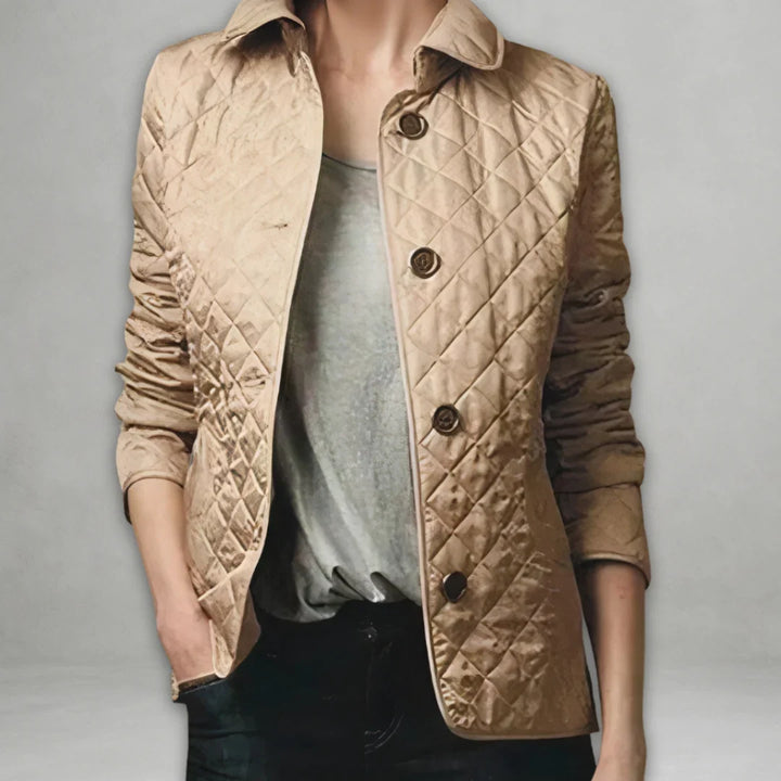 Women's Quilted Jacket with Stand-Up Collar
