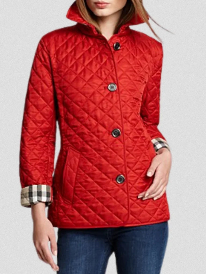 Women's Quilted Jacket with Stand-Up Collar