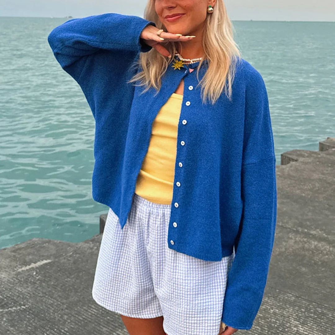 Women's Brushed Knit Cardigan with Button Front Closure