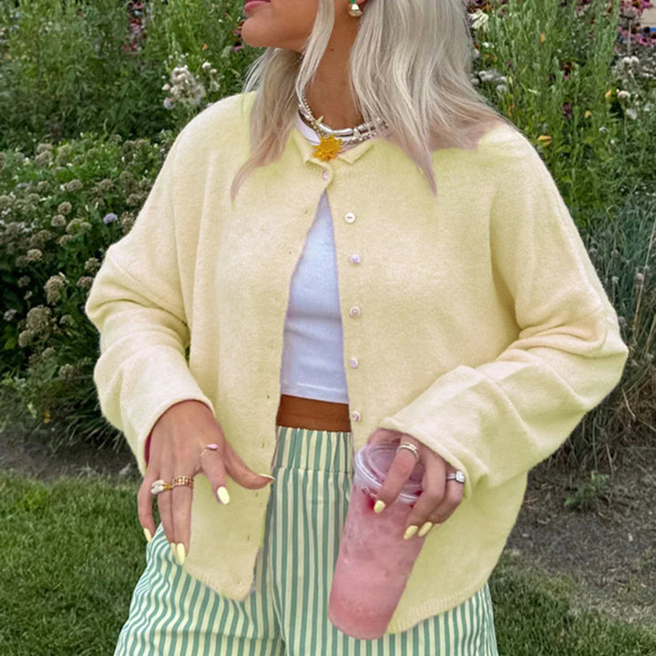 Women's Brushed Knit Cardigan with Button Front Closure