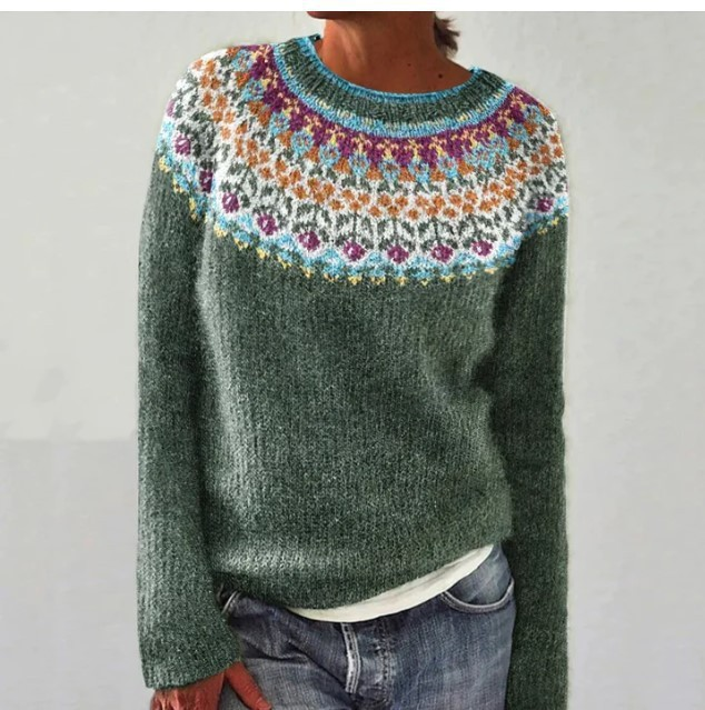 Women's Fair Isle Knit Sweater in Relaxed Oversized Fit