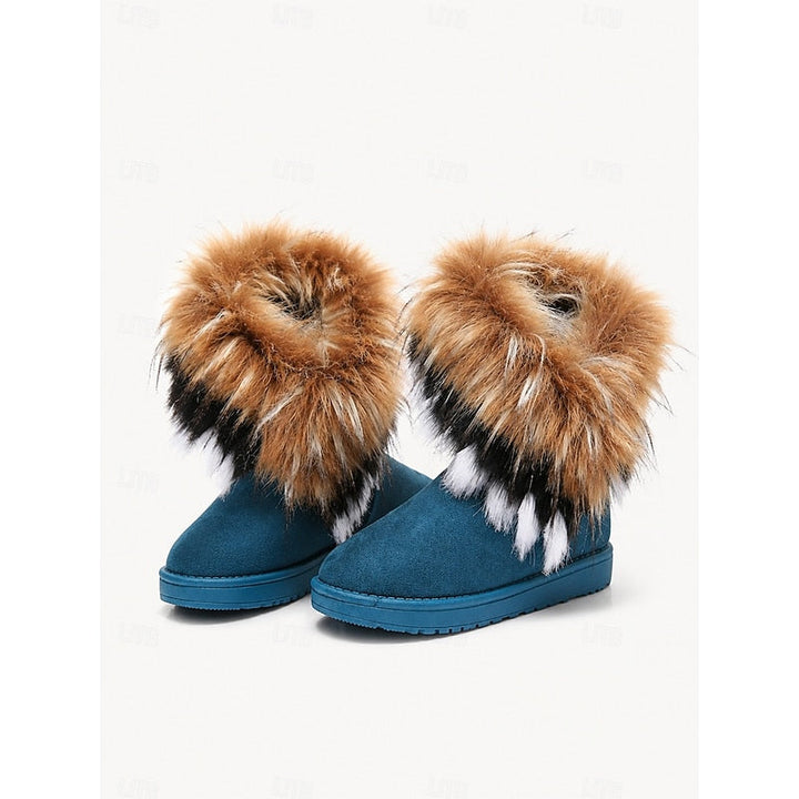 Women's Fur Trim Pull-On Snow Boots with Grippy Sole