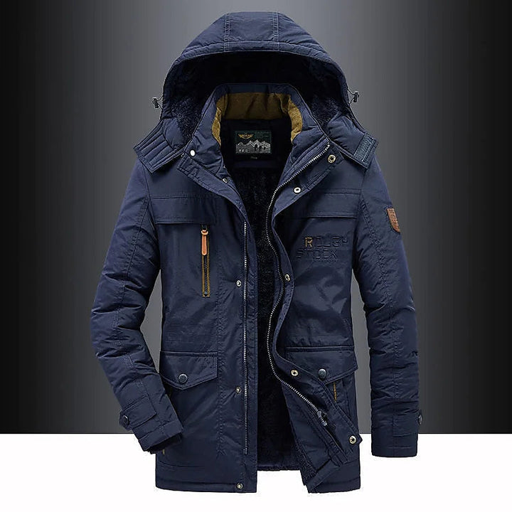 Men's Fleece-Lined Parka Jacket with Hood
