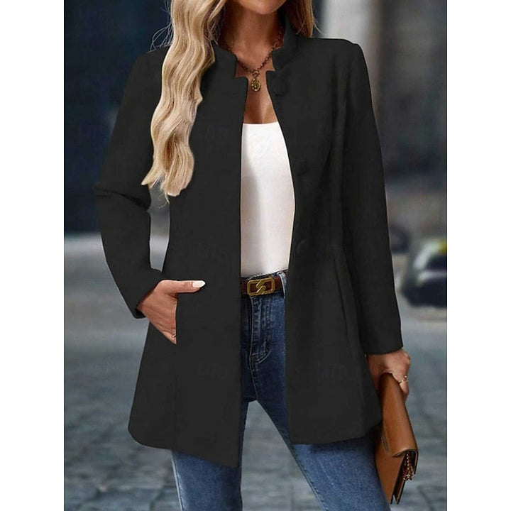 Women's Stand Collar Mid-Length Coat with Button Front