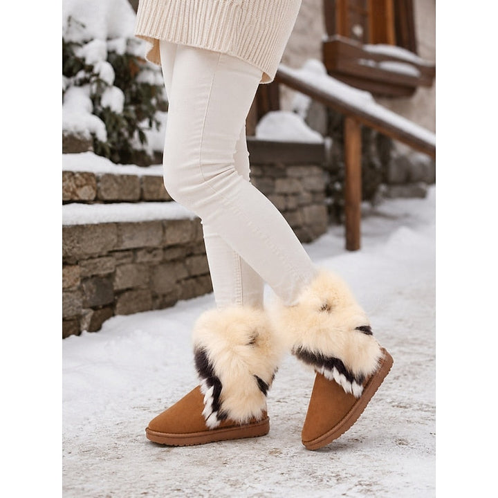 Women's Fur Trim Pull-On Snow Boots with Grippy Sole